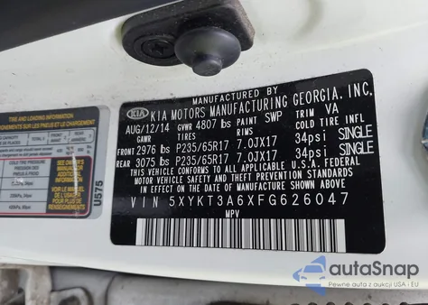 2015 Kia Sorento Lx из США, поврежденный, VIN 5XYKT3A6XFG626047